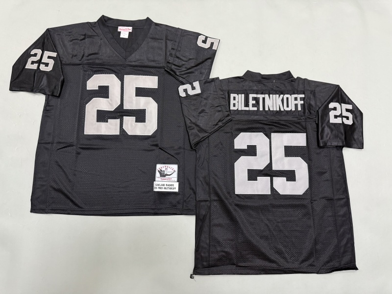 Men 2025 Nike Oakland Raiders #25 Biletnikoff Throwback Limited NFL Jersey style 001